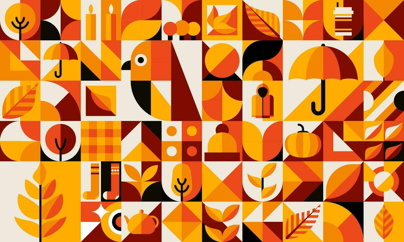 Bauhaus pattern with autumn thanksgiving harvest vector