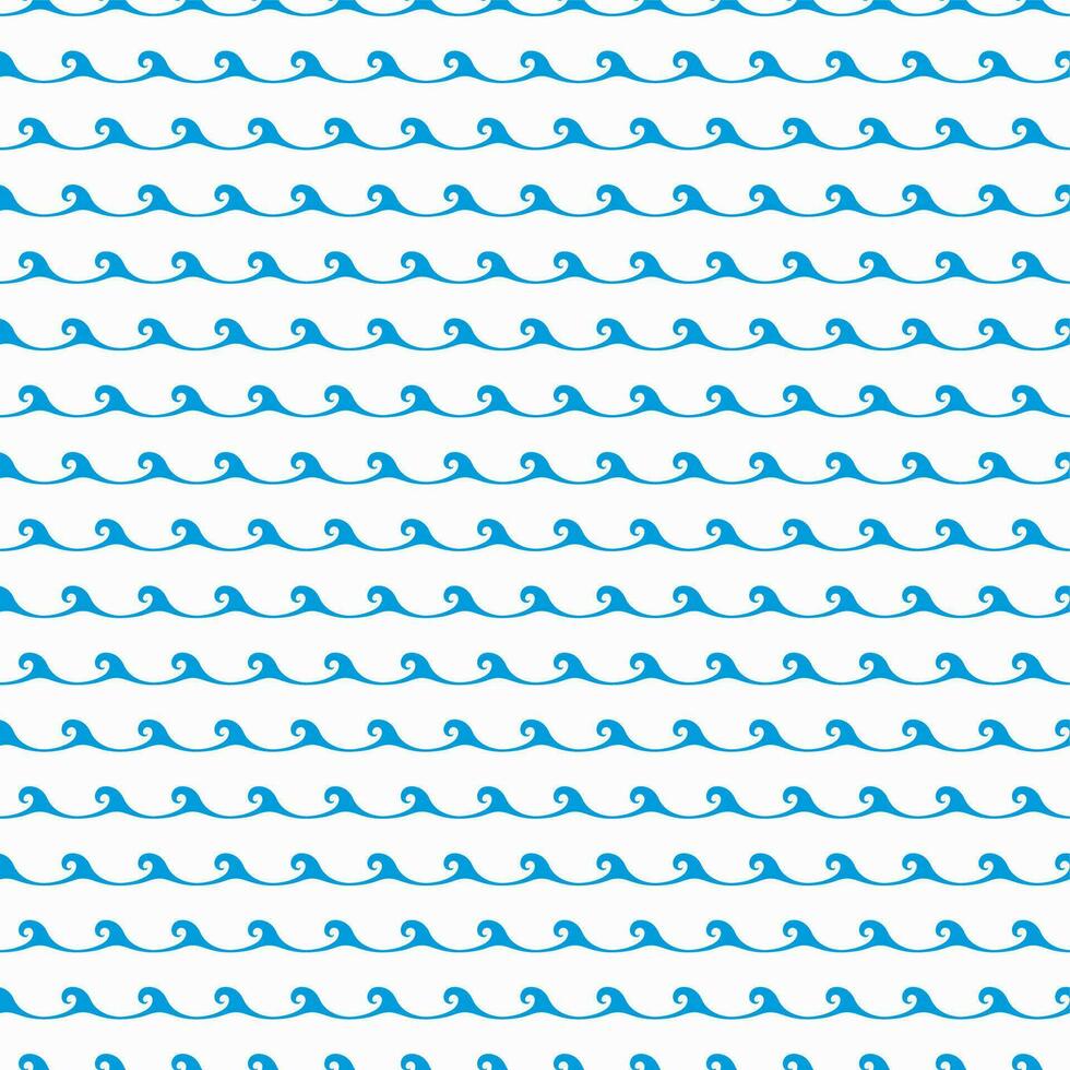 Wave pattern, sea blue line seamless background vector