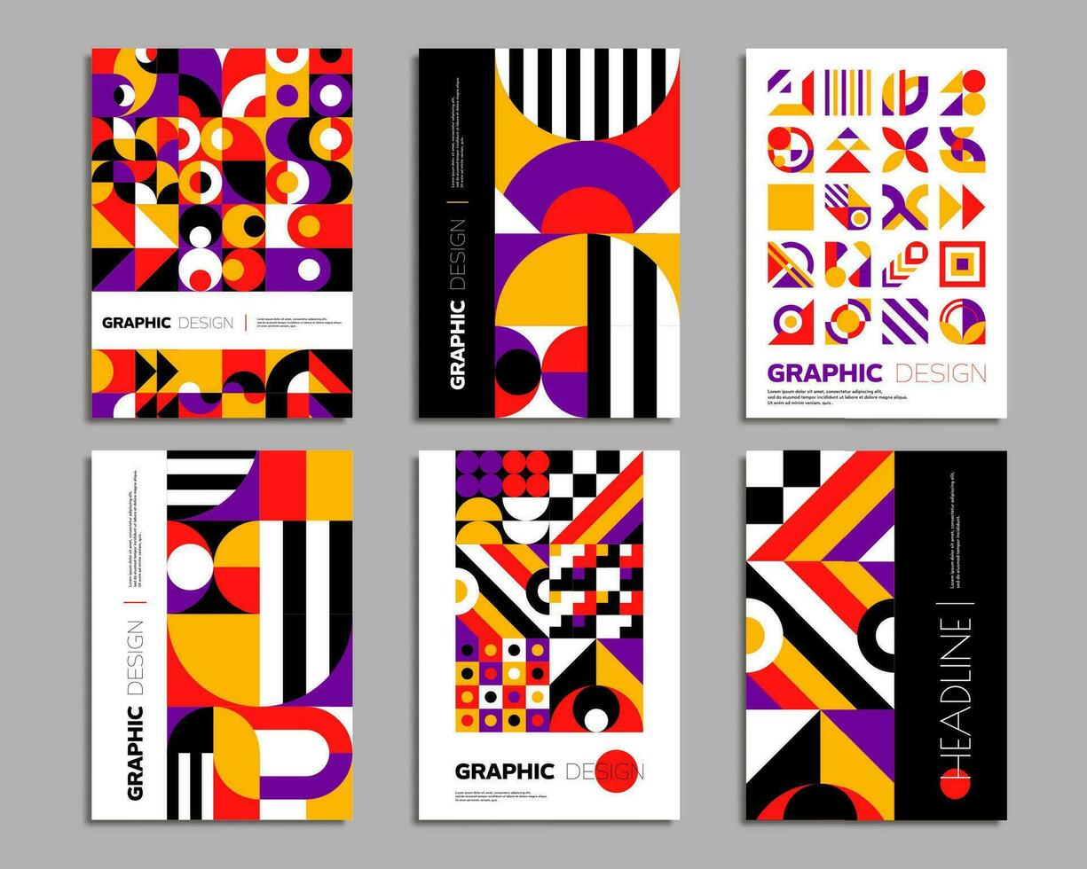 Bauhaus posters, geometric abstract background vector