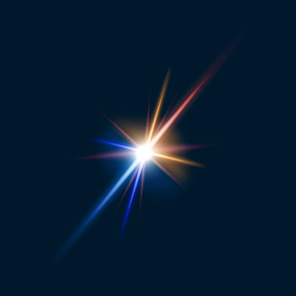 Sparkle flare and flash effect, glow light burst vector