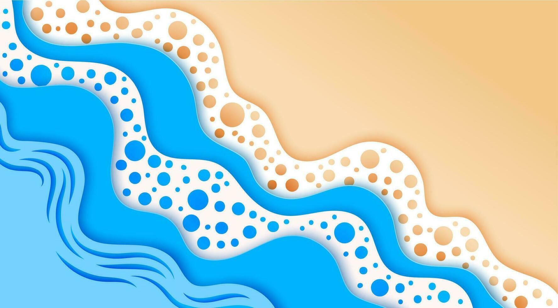 Sea surf waves papercut summer vacation background vector