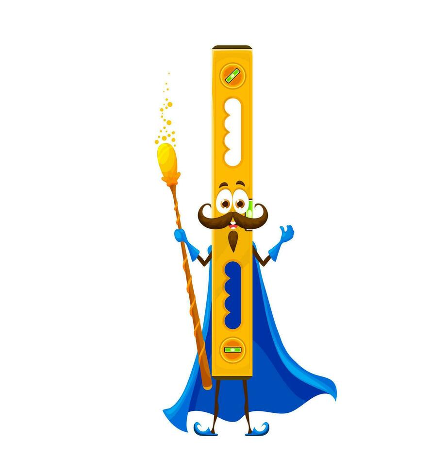 Cartoon Halloween level tool wizard character vector