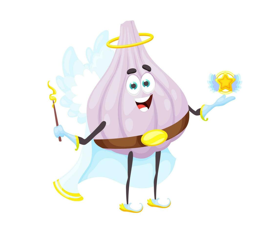 Cartoon Halloween garlic fairy vegetable character vector