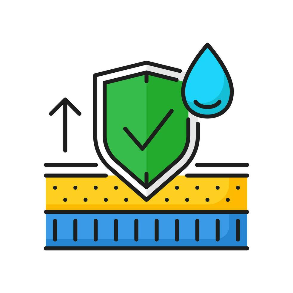 Waterproof shield, water resistant fabric surface vector