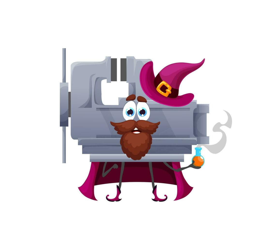 Cartoon halloween vise diy tool wizard character vector