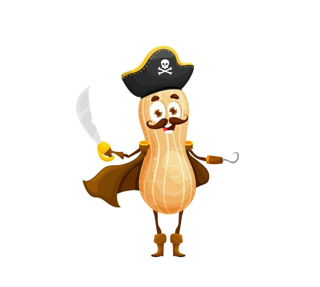Cartoon Halloween peanut pirate vector character