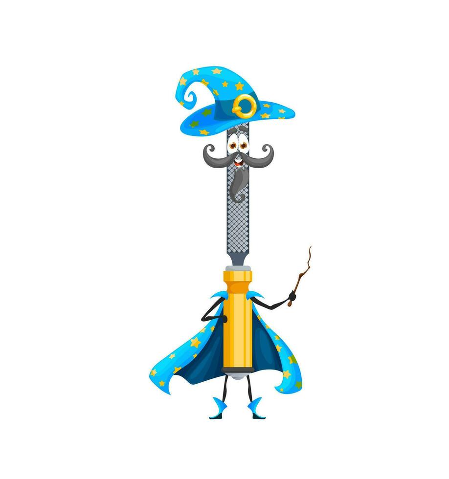 Cartoon halloween file or rasp wizard character vector