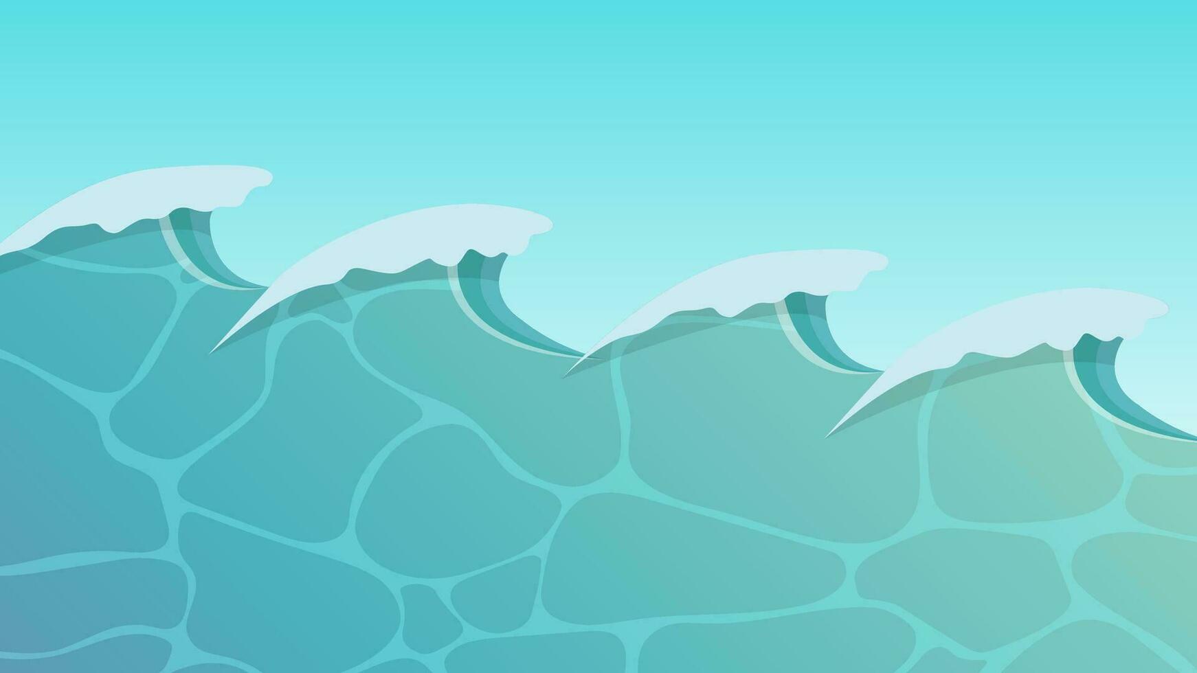 Tropical blue sea waves. Ocean background. Vector illustration