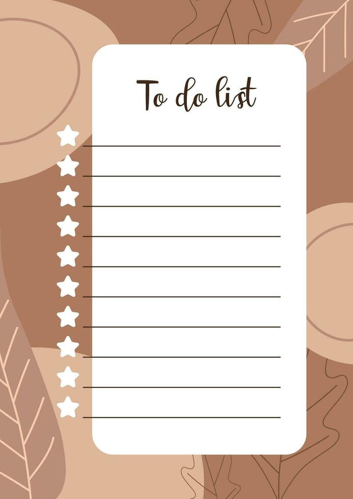 Abstract to do list. Weekly or daily note card for notes. Design template. Vector. vector