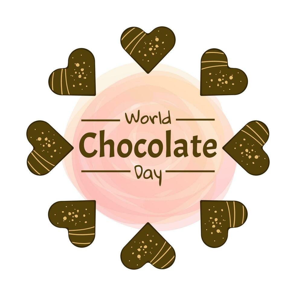 World chocolate day design sticker. Chocolate blocks in cartoon style. Vector illustration isolated on white background.