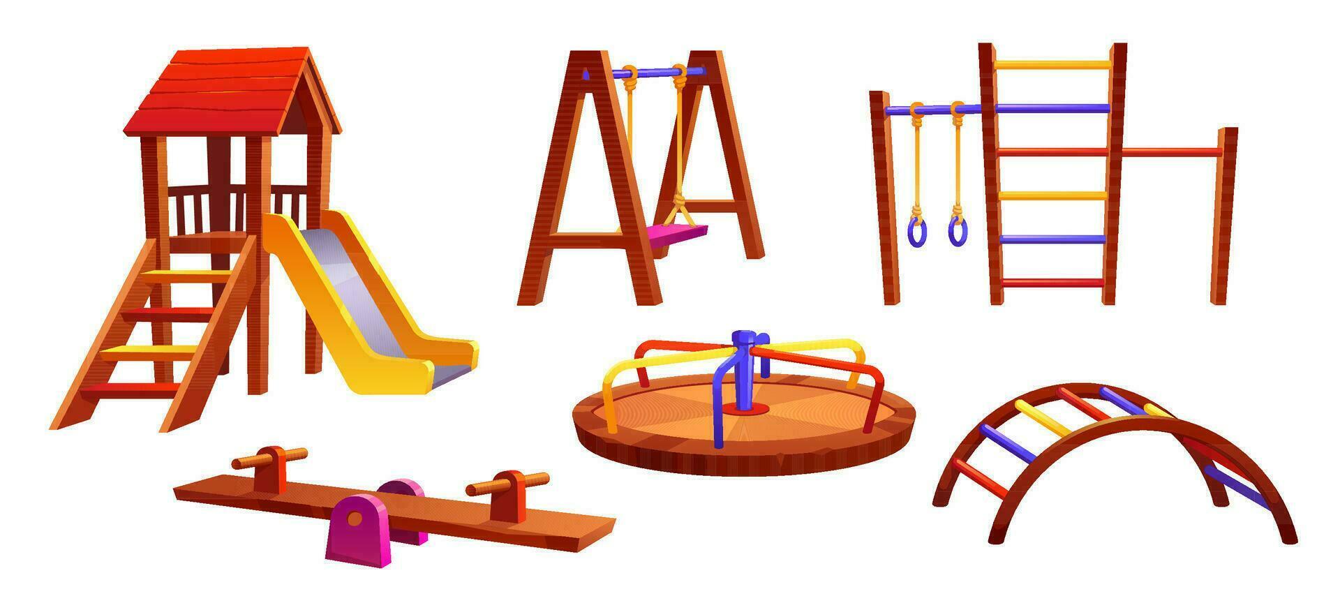 Cartoon playground equipment set vector