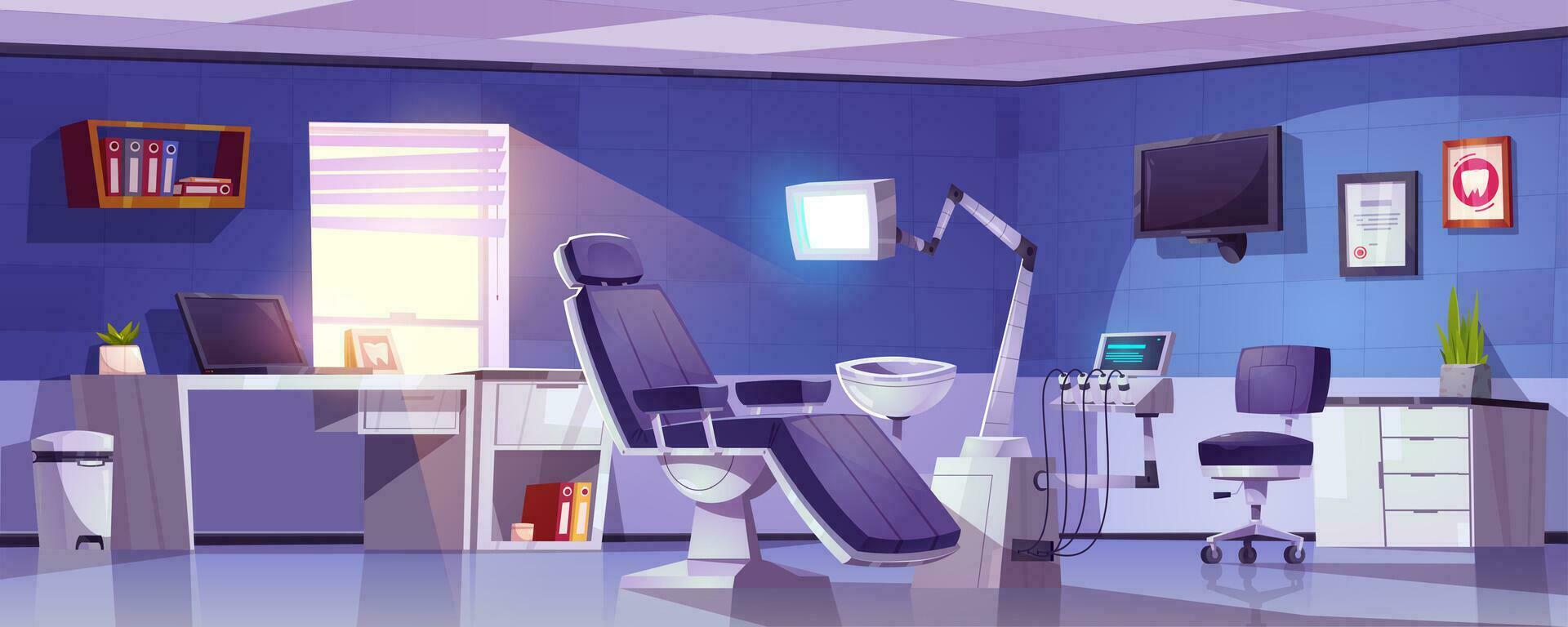 Cartoon stomatology room with equipment vector