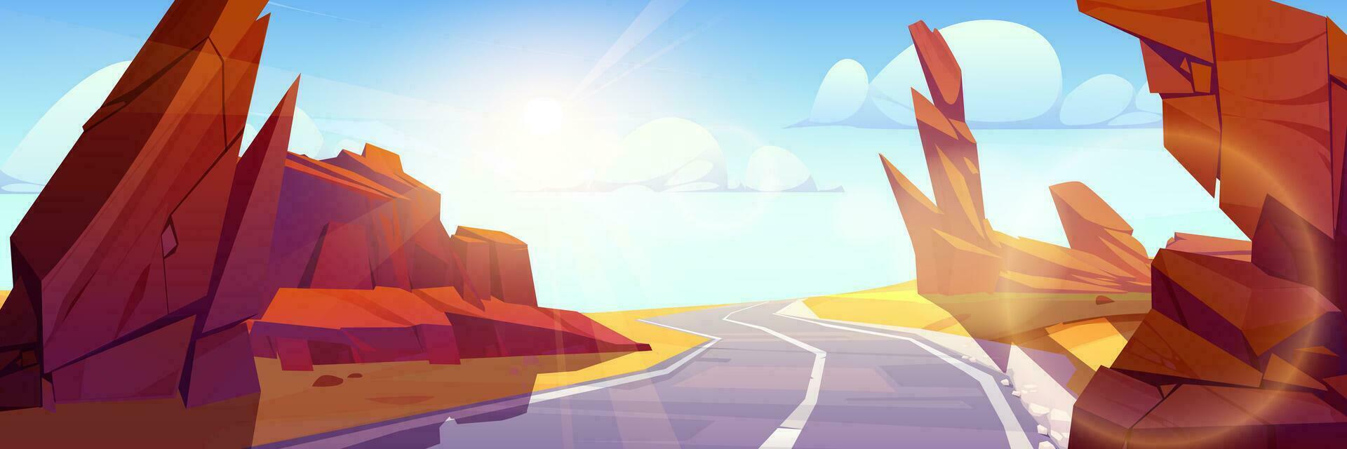 Canyon desert road landscape vector background