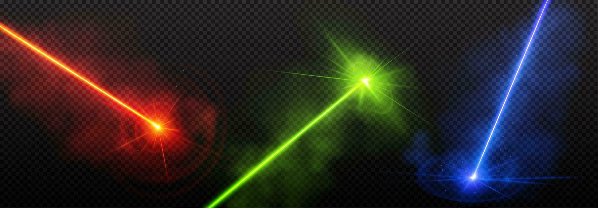 Realistic set of laser lights on transparent vector