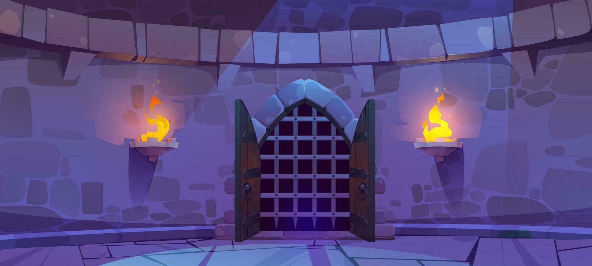 Medieval castle dungeon wall game cartoon vector