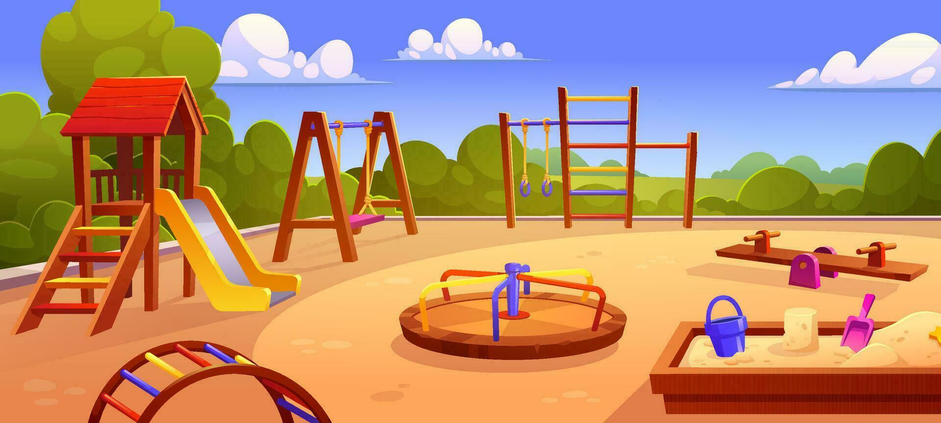 Cartoon public playground in city park vector