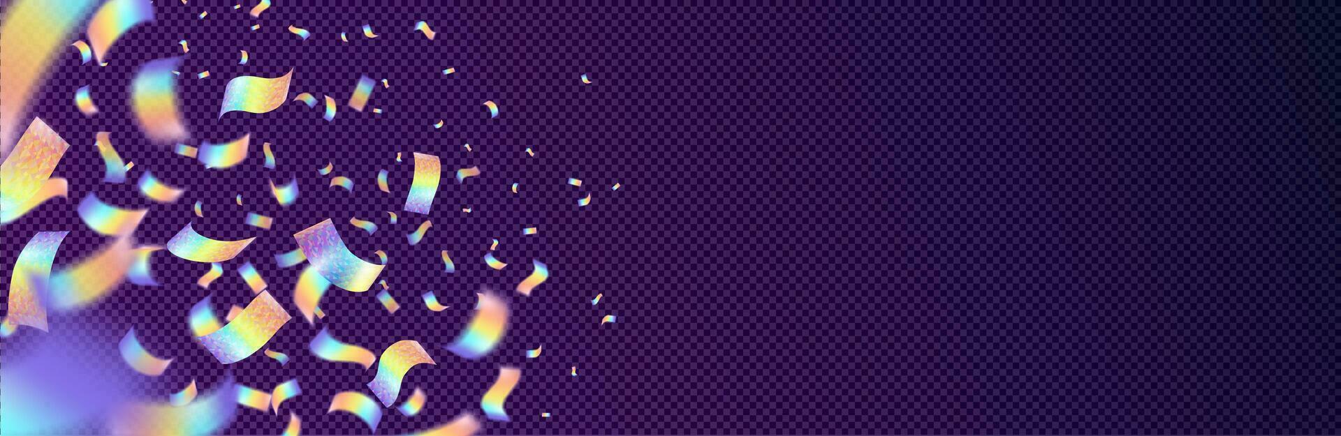 Realistic holographic confetti flying in air vector