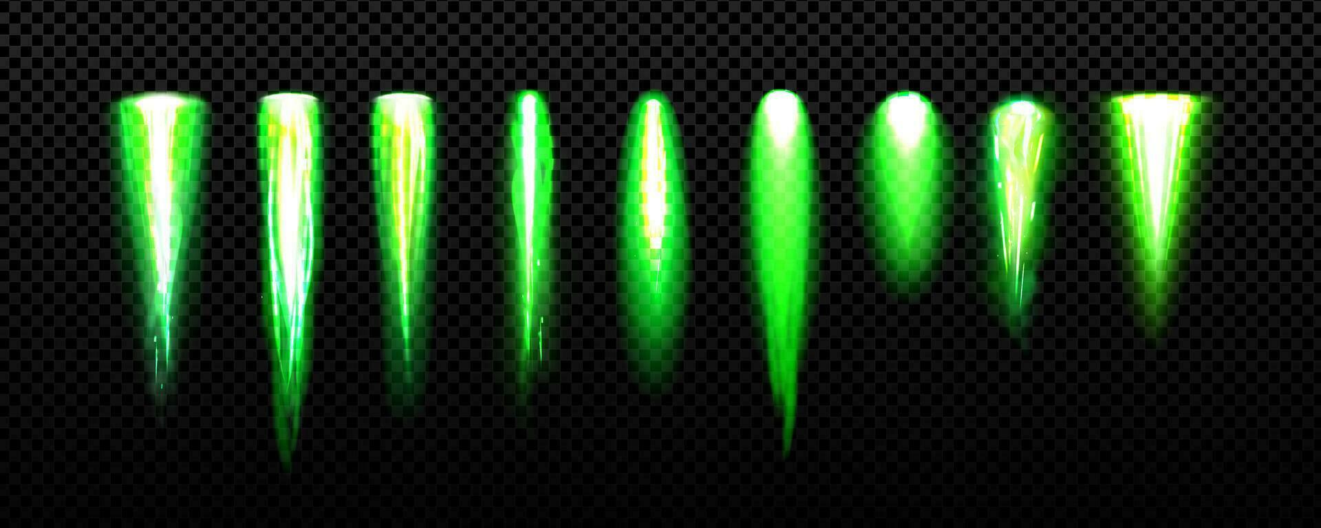 Green rocket spaceship fire light smoke trail vfx vector