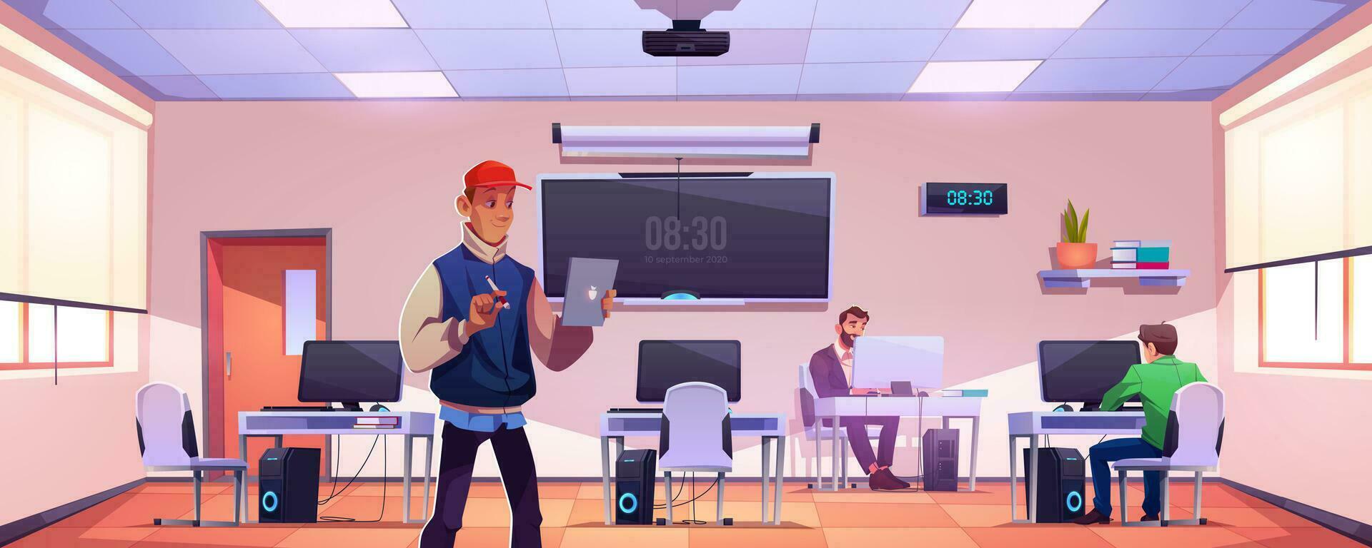 School Computer Education Class Room With Teacher 25449459 Vector Art school-computer-education-class-room-with-teacher-25449459-vector-art