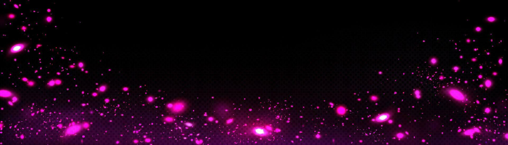Pink firefly light glow frame space background vector