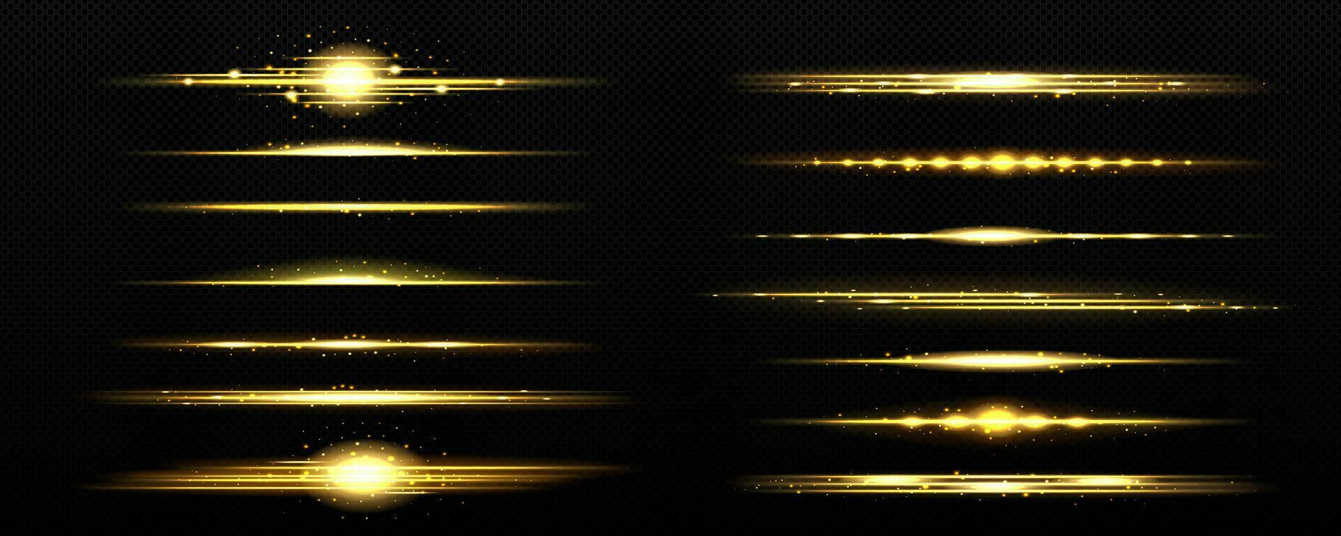 Realistic set of golden light lines on dark vector