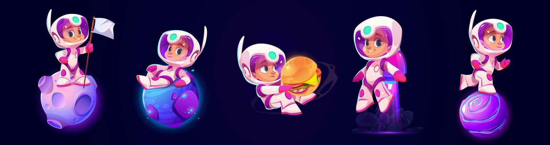 Kid astronaut spaceman cute cartoon character vector