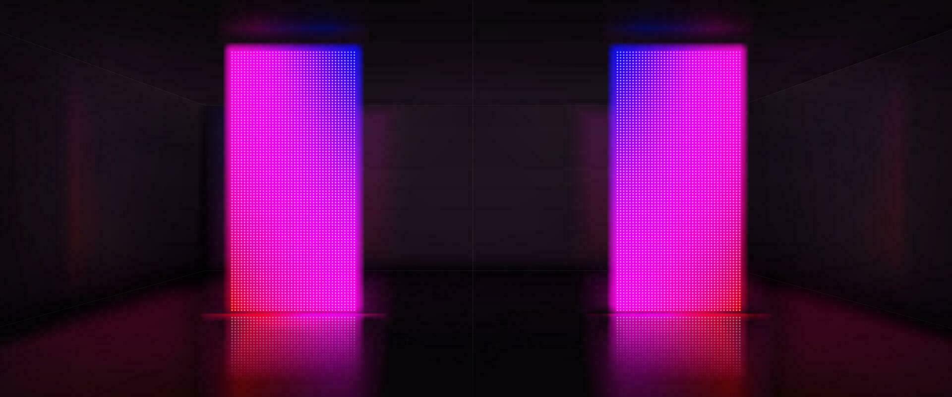Neon room with led light stage vector background