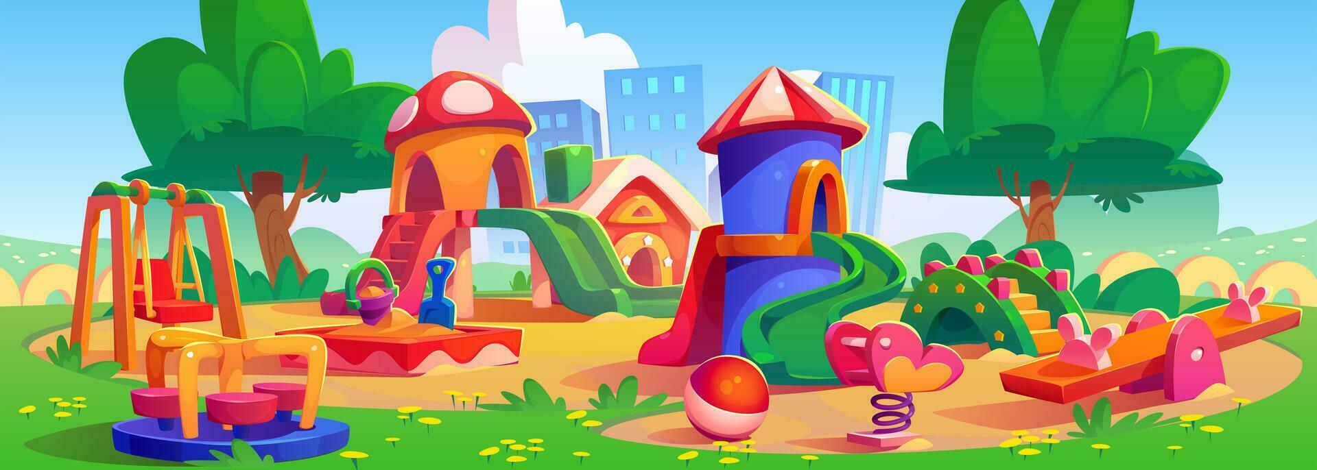 Cartoon playground in city park vector