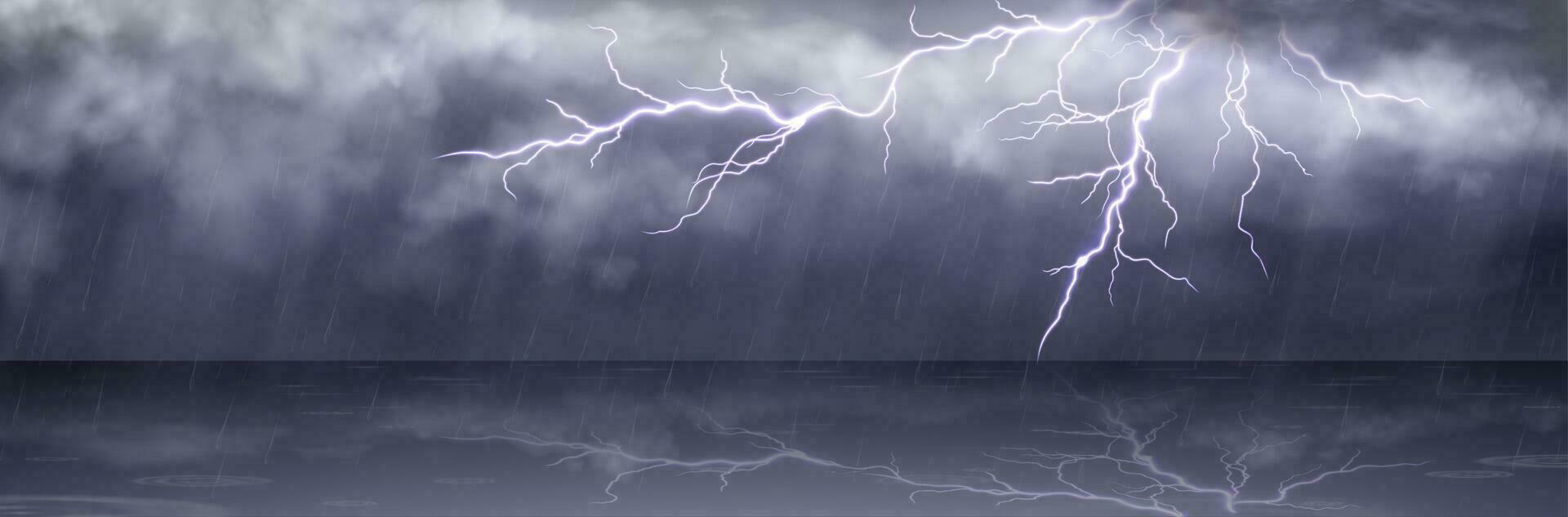 Rainy storm background with cloud and lightning vector