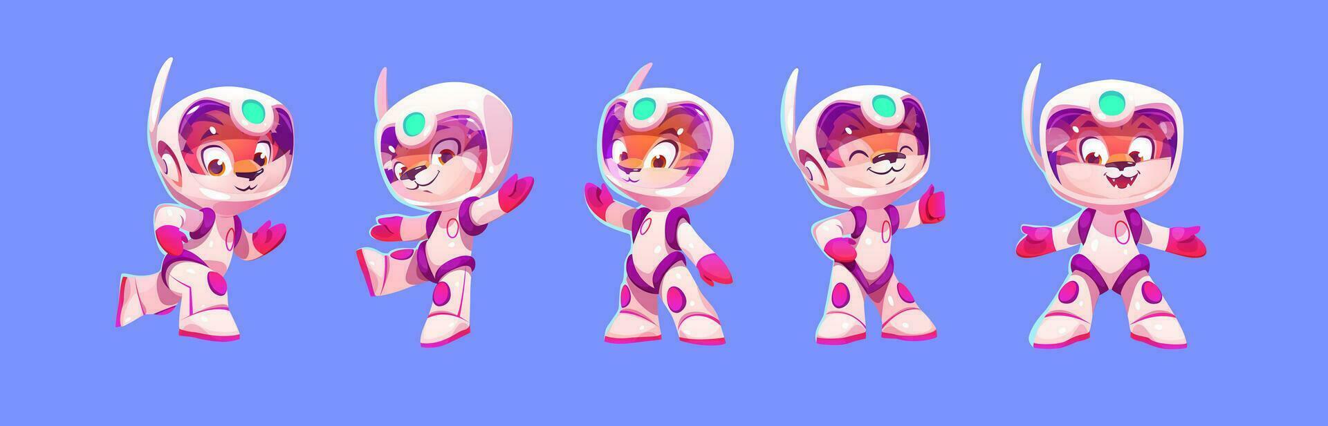 Tigre espacio astronauta linda bebé dibujos animados vector