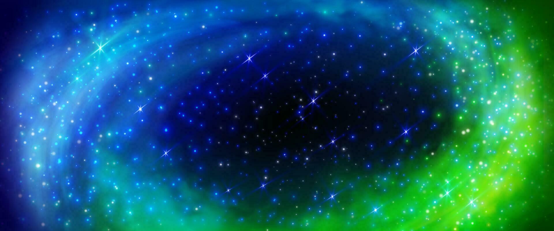 Green blue nebula light sky galaxy background vector