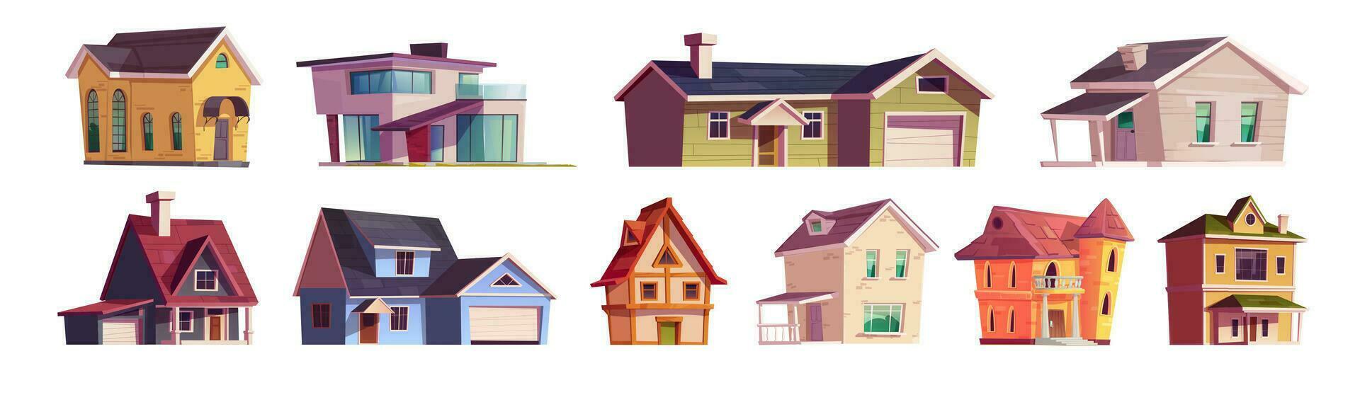 vector casa pueblo edificio icono ilustración conjunto