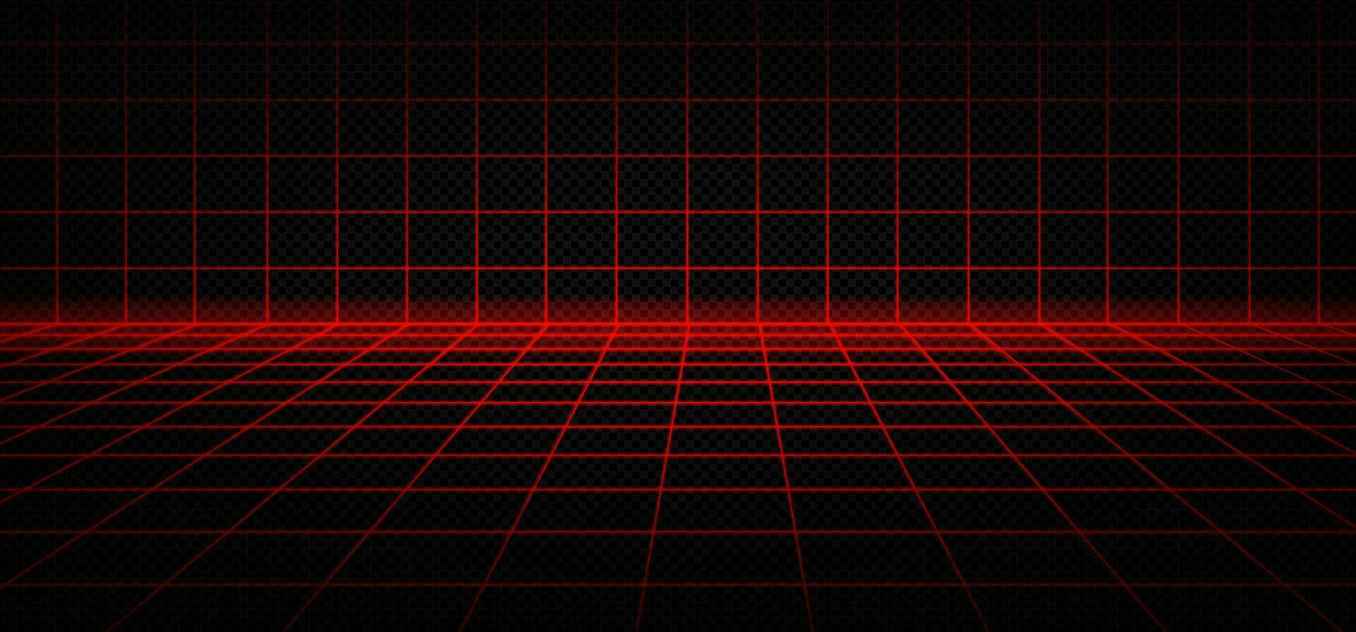 Red laser grid cyber newretrowave 3d background vector