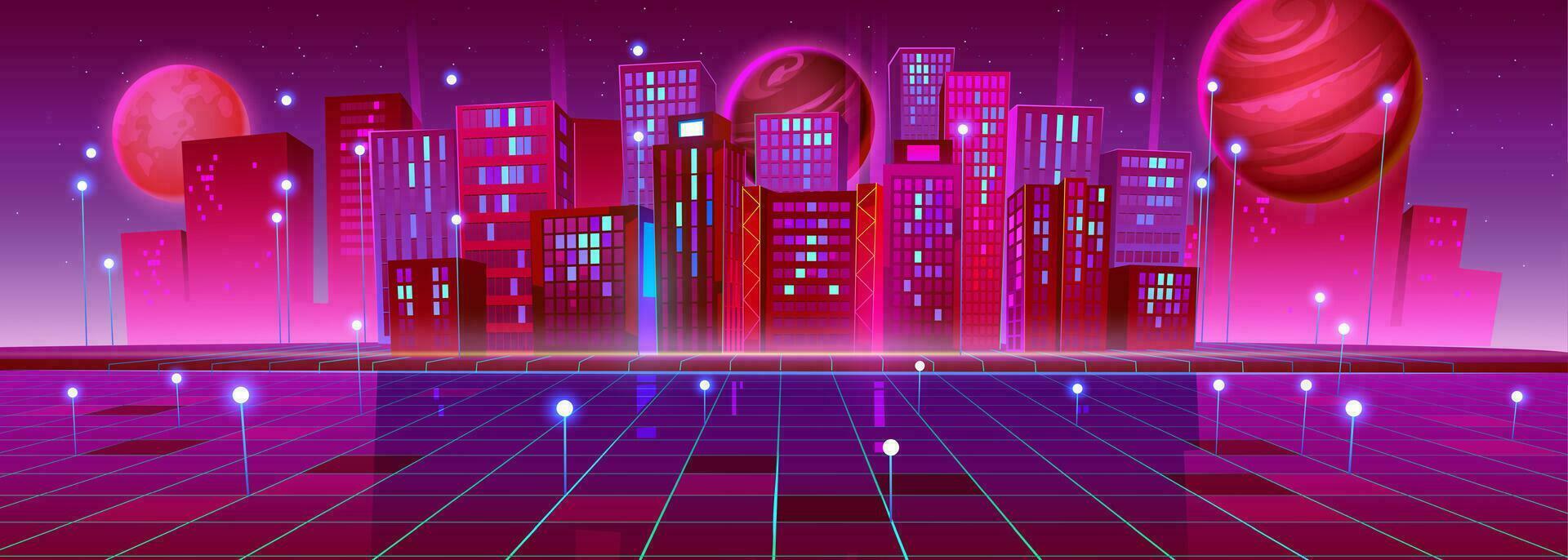 Futuristic city with global communication grid vector