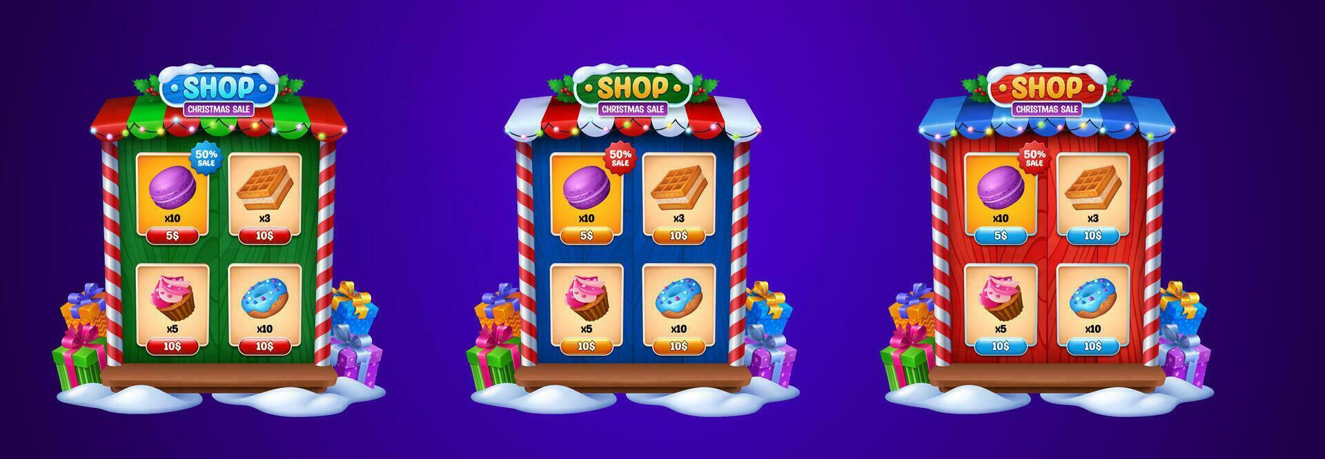 Navidad juego tienda marco con dulces vector