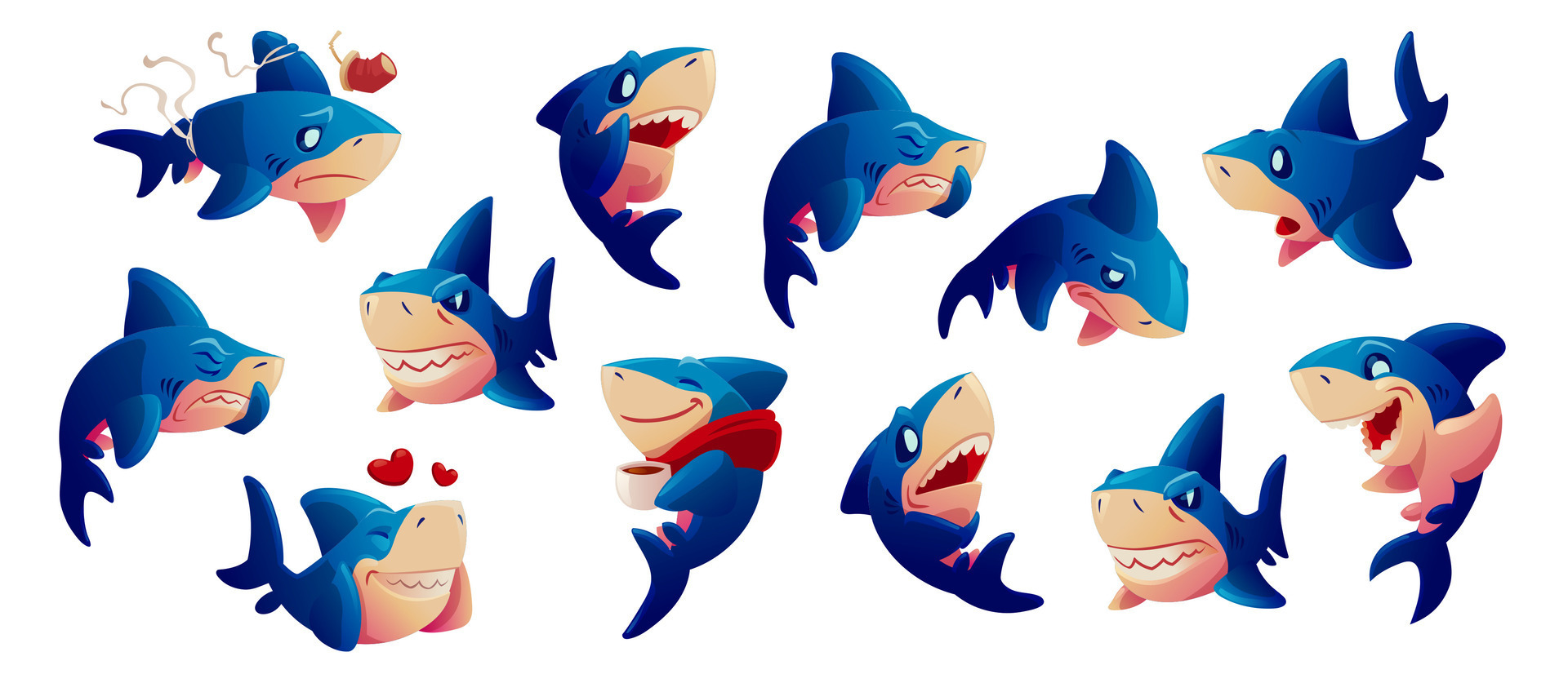 Cute vector shark cartoon character illustration 25449648 Vector Art at ...