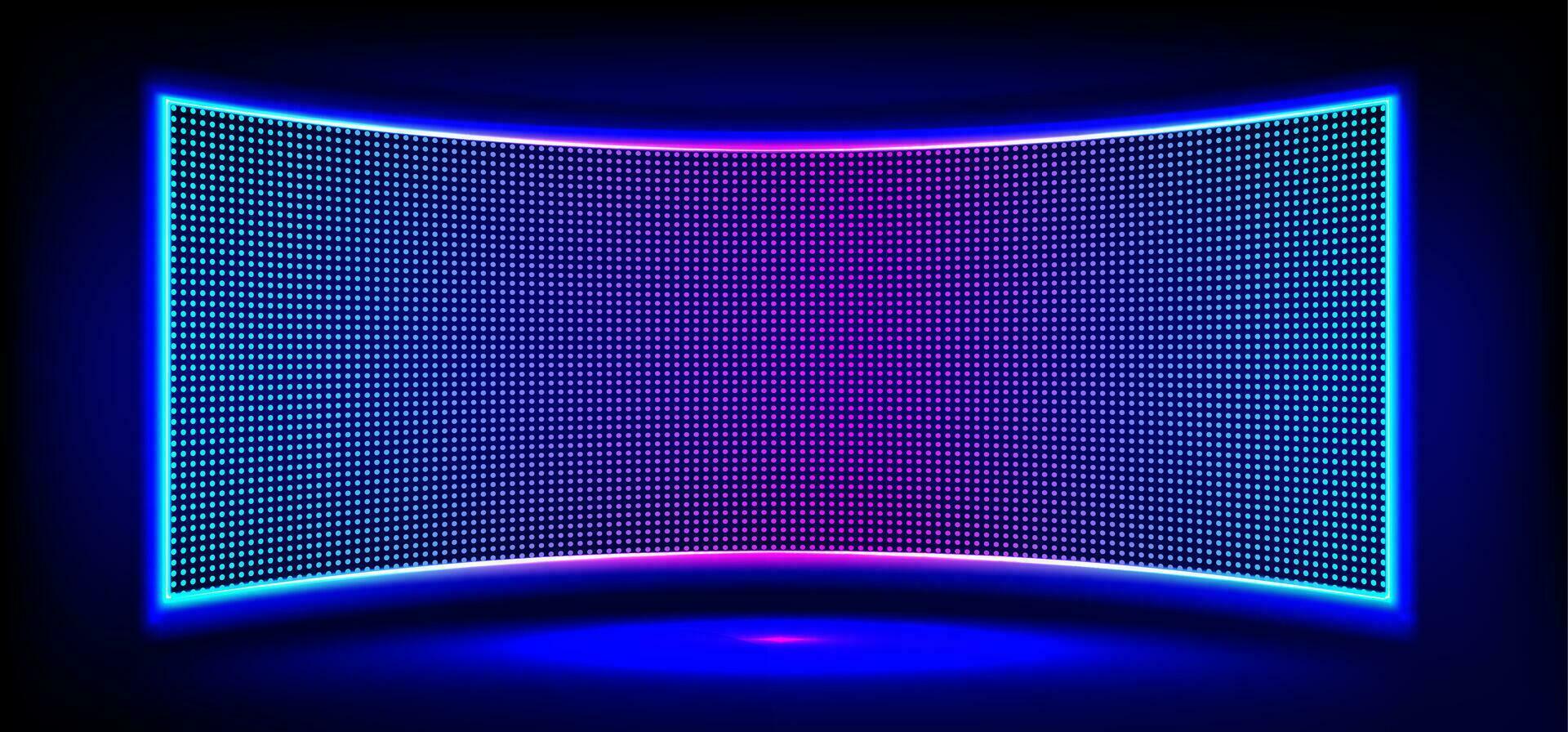 Realistic concave LED screen on wall or stage vector