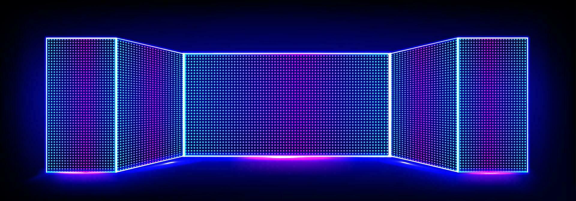 Tv show led screen stage and lcd wall background vector