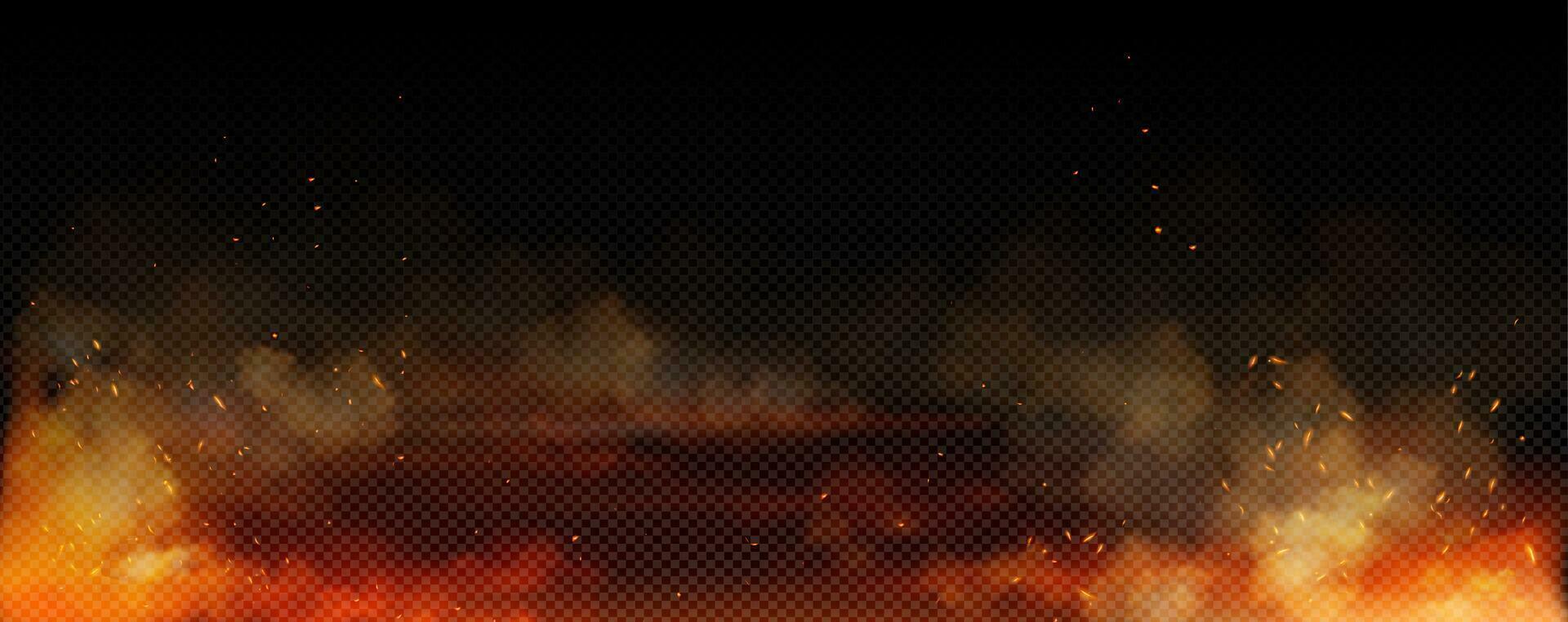 Fire spark overlay with smoke and flame background vector