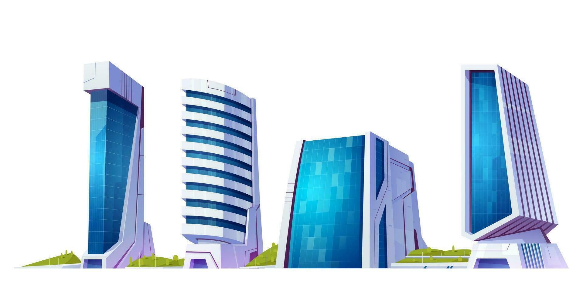 Future city street building vector illustration