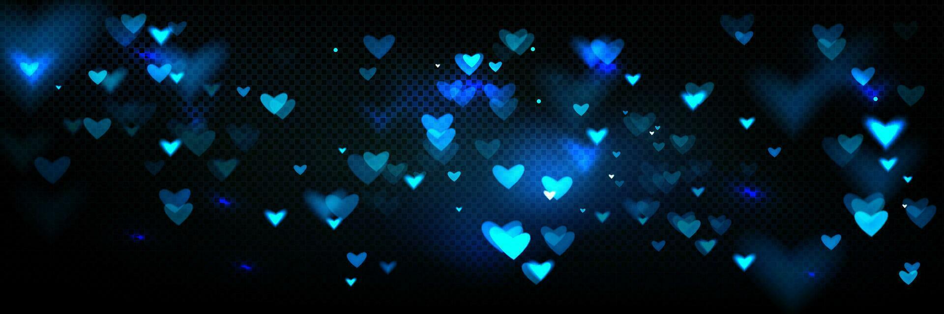 Blue heart bokeh light overlay vector background