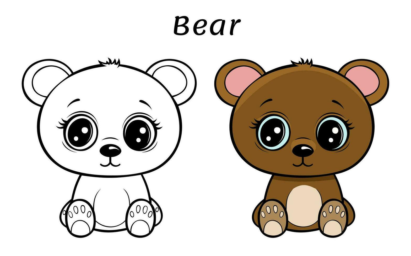 Cute Bear Animal Coloring Book Illustration vector