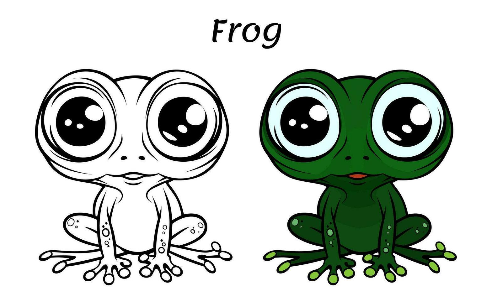 Cute Frog Animal Coloring Book Illustration vector