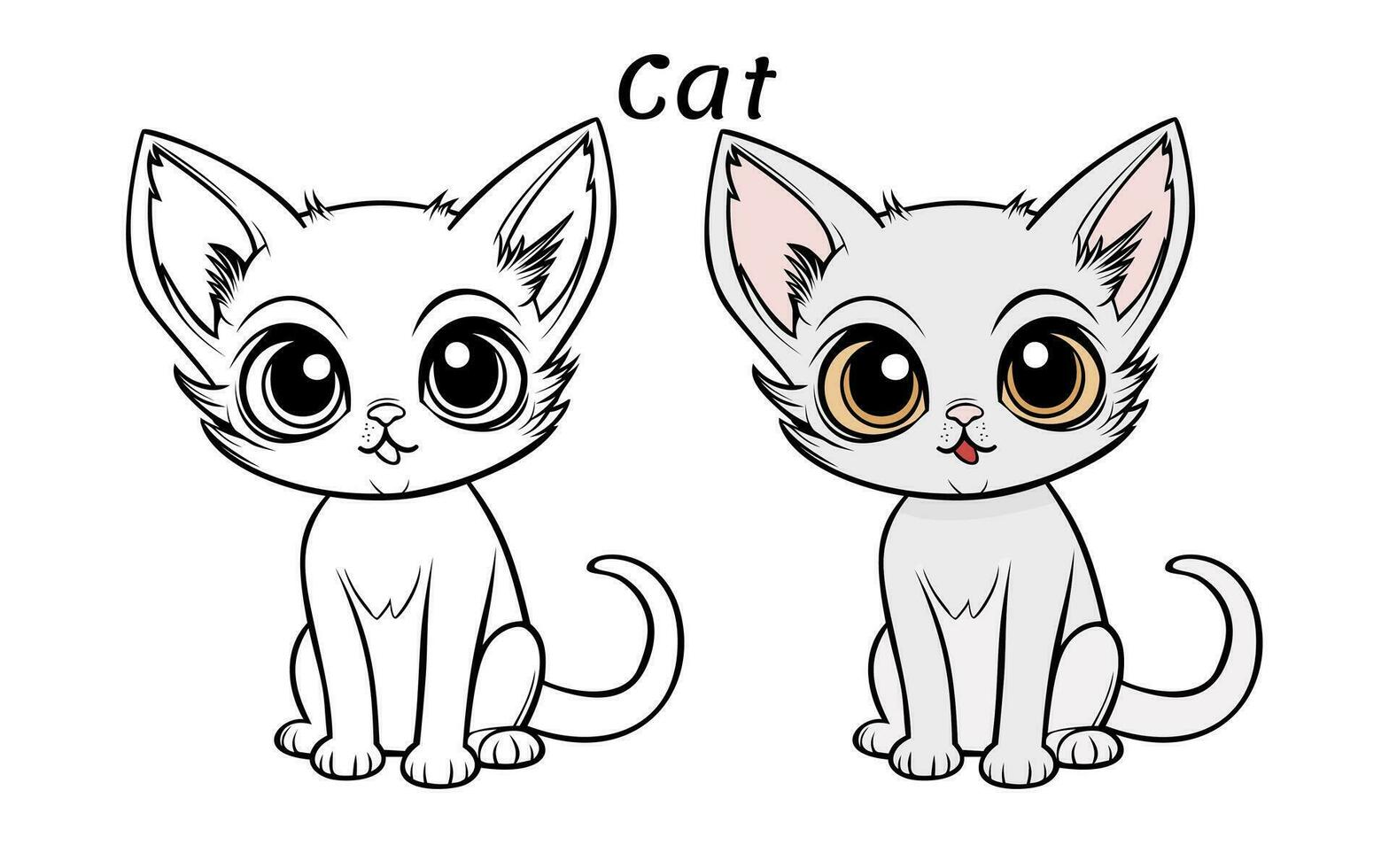 Cute Cat Animal Coloring Book Illustration vector