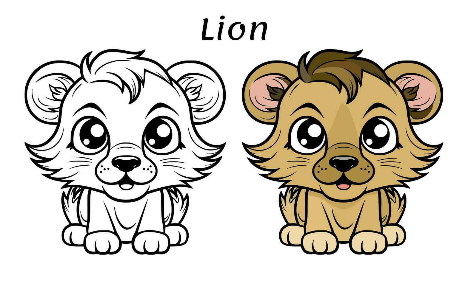 Cute Lion Animal Coloring Book Illustration vector