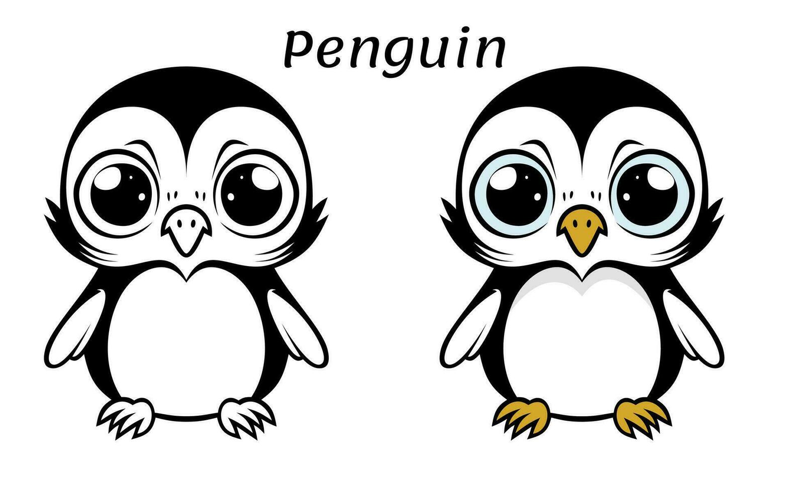 Cute Penguin Animal Coloring Book Illustration vector