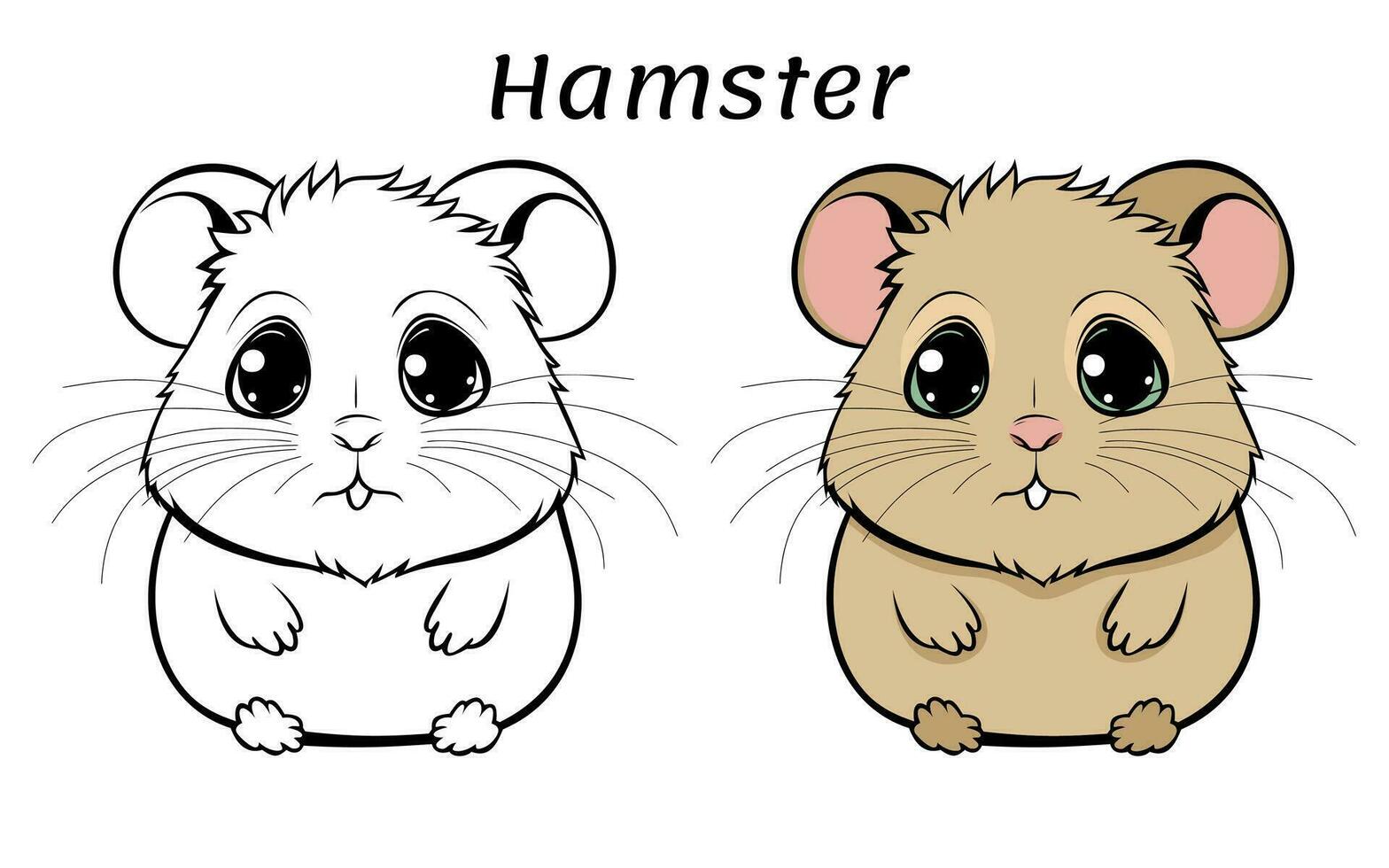 Cute Hamster Animal Coloring Book Illustration vector