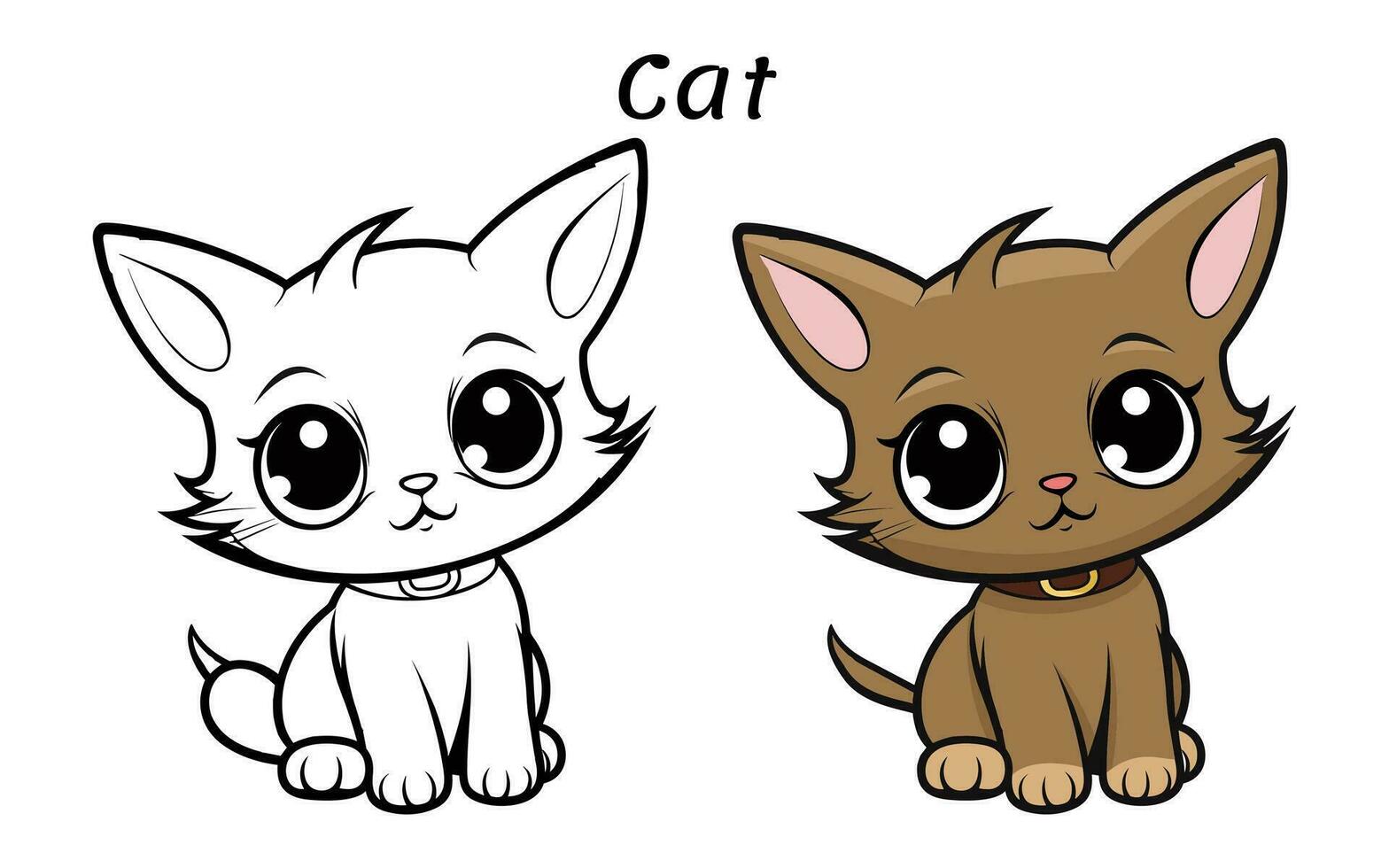 Cute Cat Animal Coloring Book Illustration vector