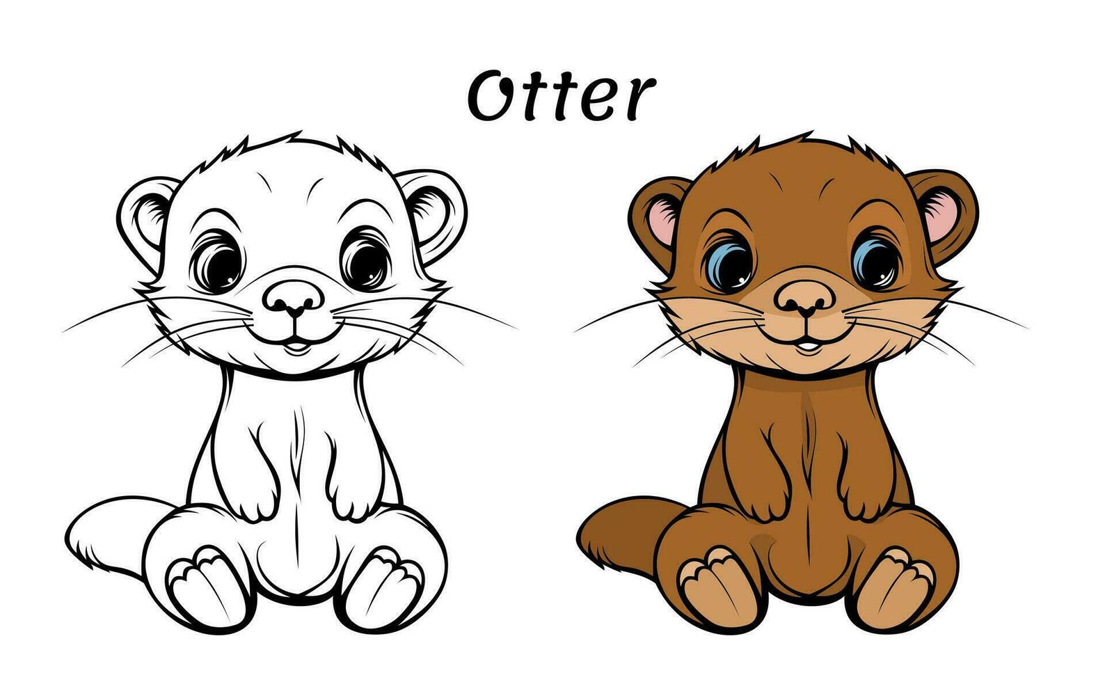 Cute Otter Animal Coloring Book Illustration vector