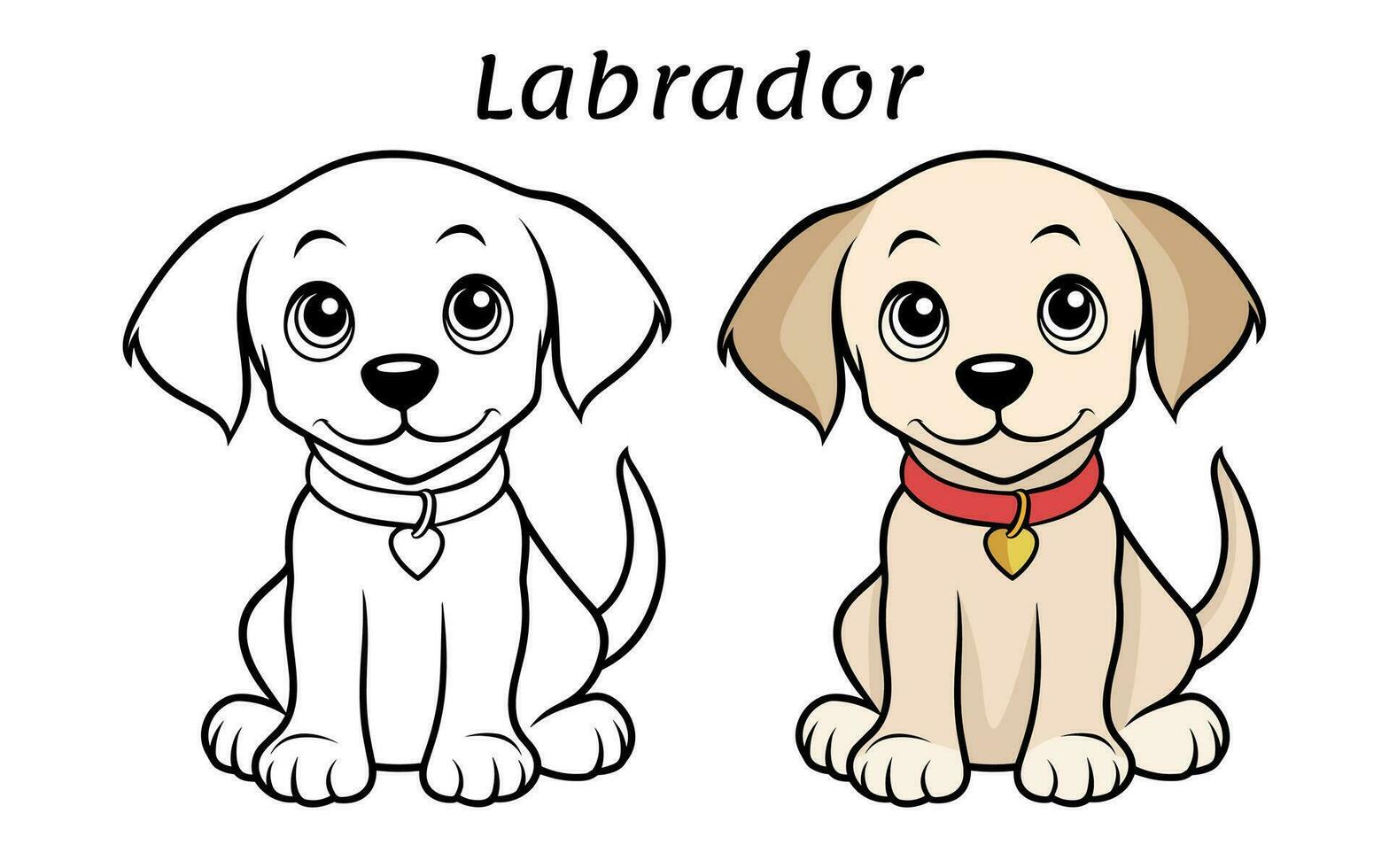 Cute Labrador Dog Animal Coloring Book Illustration vector